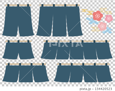 Navy blue curtain set of 6 134420523