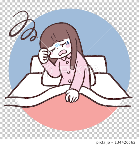 目覚めの悪い女性のイラスト 目覚めの悪い女性のイラスト 134420562