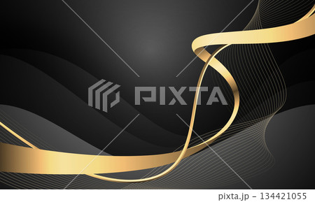 Abstract gold light luxury wave curve on dark grey design modern creative background vector 134421055