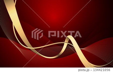 Abstract gold light luxury wave curve on red design modern creative background vector 134421056