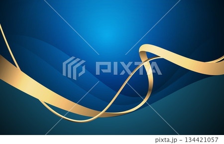 Abstract blue gold light luxury wave curve design modern creative background vector 134421057
