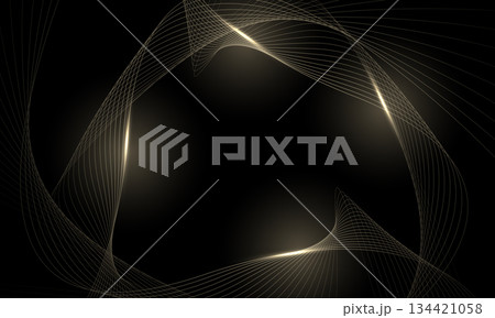 Abstract golden lines curve wave luxury on black background vector 134421058