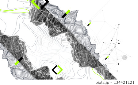 Abstract art wireframe background. Modern science or technology art elements. Surface illustration. Abstract art wireframe background. Modern science or technology art elements. Surface illustration. 134421121