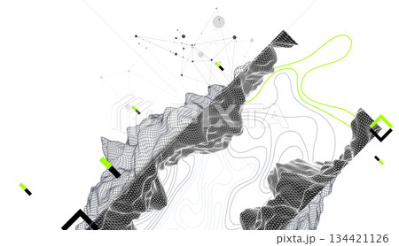 Abstract art wireframe background. Modern science or technology art elements. Surface illustration. 134421126