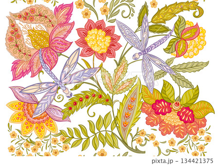 Fantasy flowers in retro, vintage, jacobean style Fantasy flowers in retro, vintage, jacobean style 134421375