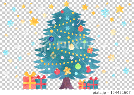 Christmas illustration watercolor texture tree Christmas illustration watercolor texture tree 134421607