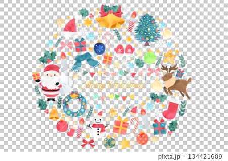 Christmas illustration watercolor texture set Christmas illustration watercolor texture set 134421609