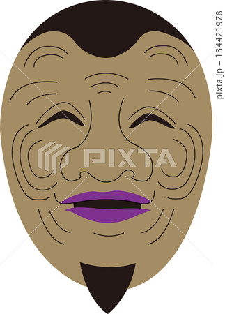 微笑む年配男性の能面 微笑む年配男性の能面 134421978