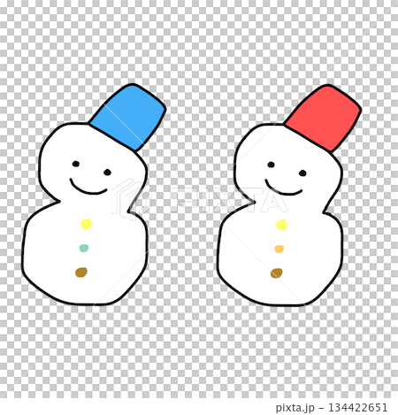 一對簡單可愛的帶圓點的雪人(手繪風格插圖) 一對簡單可愛的帶圓點的雪人(手繪風格插圖) 134422651