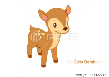 小鹿のかわいいアイコンイラスト／ナチュラルでやさしい動物キャラクター 134422713