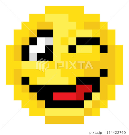 Pixel Art Emoji Emoticon Winking 134422760