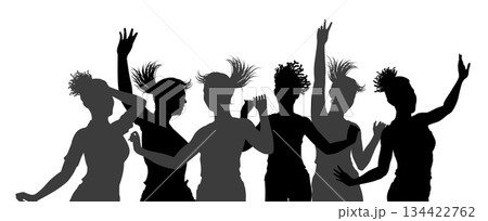 Dancing Women Silhouettes Crowd Party Celebration Dancing Women Silhouettes Crowd Party Celebration 134422762