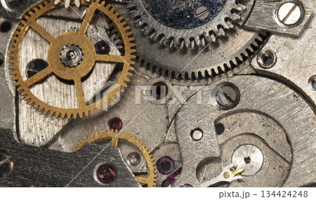 clockwork old mechanical watch, high resolution and detail clockwork old mechanical watch, high resolution and detail 134424248