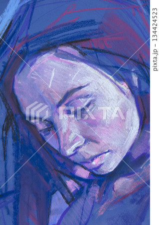 female portrait, pencil drawing illustration, sketch 134424523