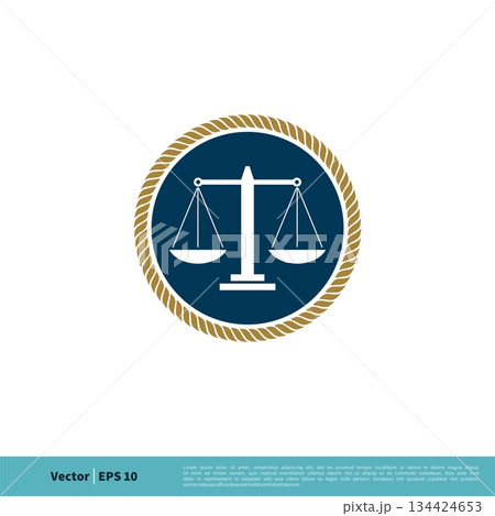 Scale of Justice Icon Vector Logo Template...のイラスト素材 [134424653] - PIXTA