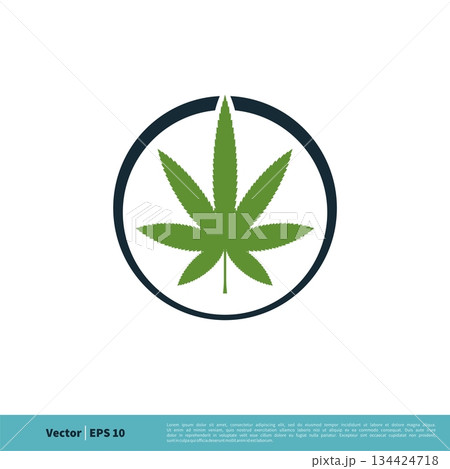 Hemp Leaf, Marijuana, Ganja Icon Vector Logo Template Illustration Design. Vector EPS 10. 134424718