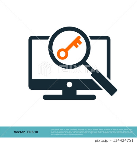 Key, Screen and Magnifying Glass Icon Vector Logo Template Illustration Design. Vector EPS 10. 134424751
