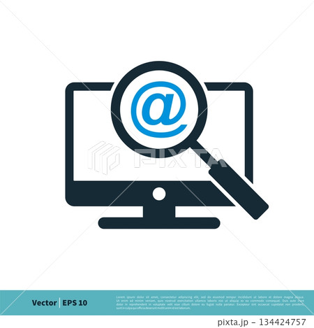 Email Sign Screen and Magnifying Glass Icon Vector Logo Template Illustration Design. Vector EPS 10. Email Sign Screen and Magnifying Glass Icon Vector Logo Template Illustration Design. Vector EPS 10. 134424757