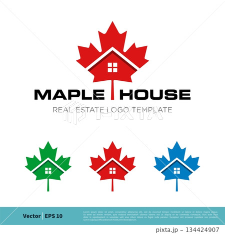 House Maple Leaf Icon Vector Logo Template Illustration Design. Vector EPS 10. 134424907