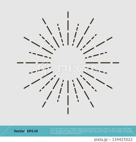 Sunburn Icon Vector, Vintage Sunlight Line Art Logo Template Illustration Design. Vector EPS 10. 134425022