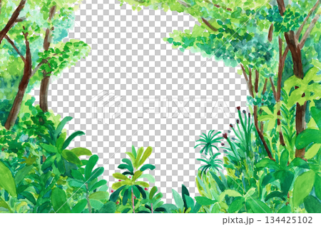 手繪插圖，描繪了一條綠意盎然的植物隧道。 134425102