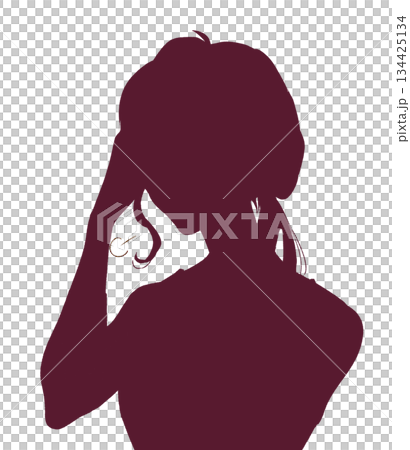 頭に手を当てる女性　溜息　シルエット 134425134