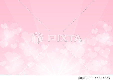 pink gradient background with heart shape and star element bokeh explosive light love valentine theme banner vector illustration template 134425225