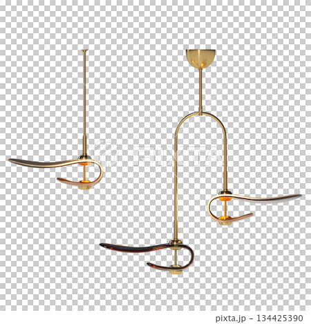 chandelier on the ceiling isolated on transparent background, hanging lamp, pendant light, 3D illustration, cg render 134425390