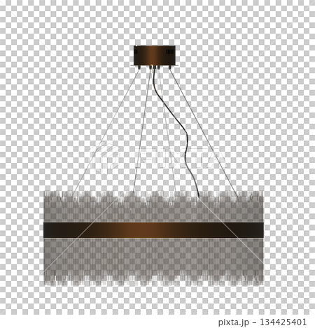 chandelier on the ceiling isolated on transparent background, hanging lamp, pendant light, 3D illustration, cg render 134425401