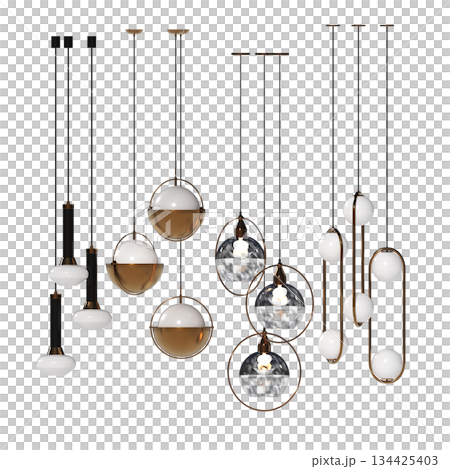 chandelier on the ceiling isolated on transparent background, hanging lamp, pendant light, 3D illustration, cg render chandelier on the ceiling isolated on transparent background, hanging lamp, pendant light, 3D illustration, cg render 134425403