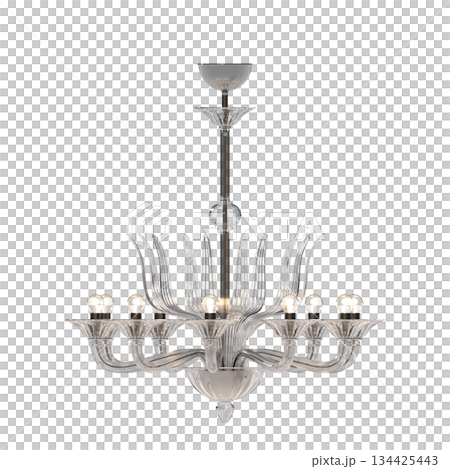 chandelier on the ceiling isolated on transparent background, hanging lamp, pendant light, 3D illustration, cg render chandelier on the ceiling isolated on transparent background, hanging lamp, pendant light, 3D illustration, cg render 134425443