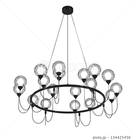 chandelier on the ceiling isolated on transparent background, hanging lamp, pendant light, 3D illustration, cg render chandelier on the ceiling isolated on transparent background, hanging lamp, pendant light, 3D illustration, cg render 134425456