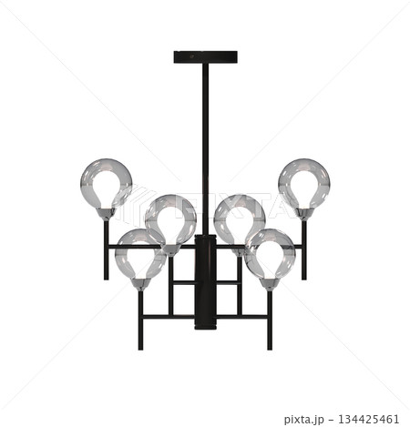 chandelier on the ceiling isolated on transparent background, hanging lamp, pendant light, 3D illustration, cg render chandelier on the ceiling isolated on transparent background, hanging lamp, pendant light, 3D illustration, cg render 134425461