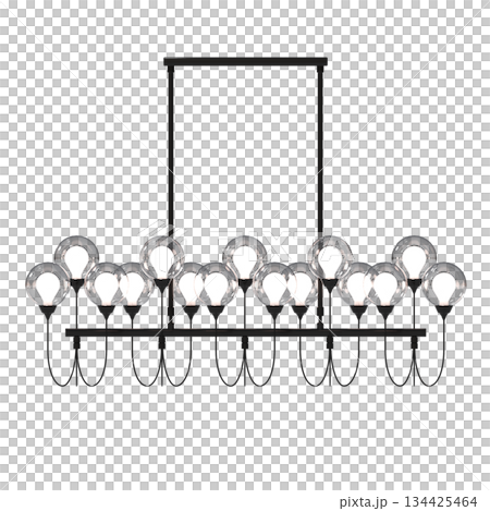 chandelier on the ceiling isolated on transparent background, hanging lamp, pendant light, 3D illustration, cg render 134425464