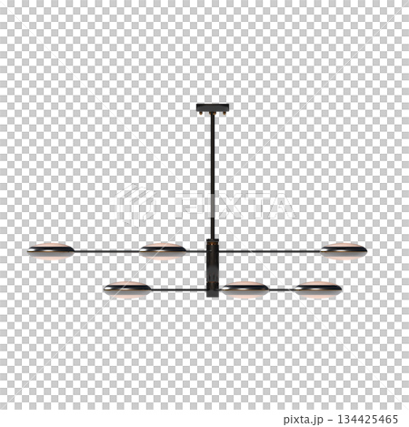 chandelier on the ceiling isolated on transparent background, hanging lamp, pendant light, 3D illustration, cg render 134425465