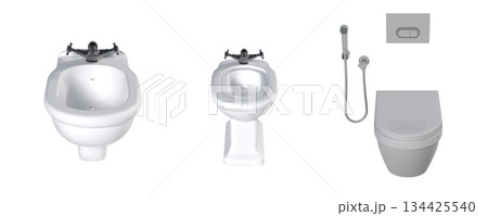 Lavatory pan isolated on a transparent background, bidet, 3D illustration, and CG render 134425540