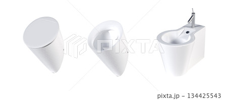 Lavatory pan isolated on a transparent background, bidet, 3D illustration, and CG render 134425543