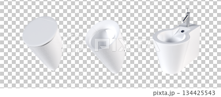 Lavatory pan isolated on a transparent background, bidet, 3D illustration, and CG render 134425543