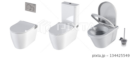 Lavatory pan isolated on a transparent background, bidet, 3D illustration, and CG render Lavatory pan isolated on a transparent background, bidet, 3D illustration, and CG render 134425549