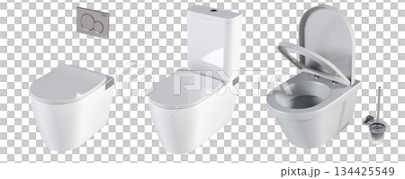 Lavatory pan isolated on a transparent background, bidet, 3D illustration, and CG render Lavatory pan isolated on a transparent background, bidet, 3D illustration, and CG render 134425549