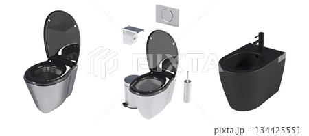 Lavatory pan isolated on a transparent background, bidet, 3D illustration, and CG render 134425551