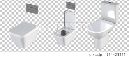 Lavatory pan isolated on a transparent background, bidet, 3D illustration, and CG render 134425555