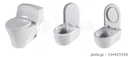 Lavatory pan isolated on a transparent background, bidet, 3D illustration, and CG render 134425558