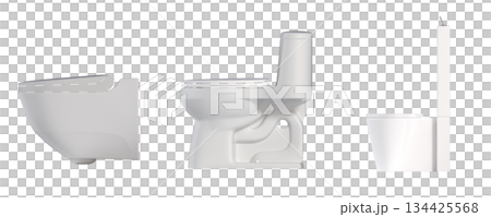 Lavatory pan isolated on a transparent background, bidet, 3D illustration, and CG render 134425568