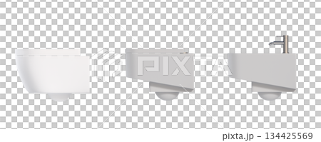 Lavatory pan isolated on a transparent background, bidet, 3D illustration, and CG render 134425569