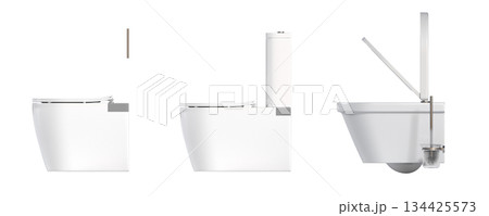 Lavatory pan isolated on a transparent background, bidet, 3D illustration, and CG render Lavatory pan isolated on a transparent background, bidet, 3D illustration, and CG render 134425573