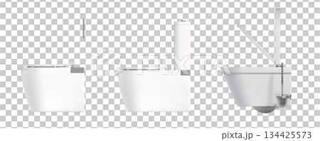 Lavatory pan isolated on a transparent background, bidet, 3D illustration, and CG render Lavatory pan isolated on a transparent background, bidet, 3D illustration, and CG render 134425573