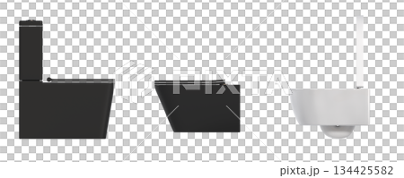 Lavatory pan isolated on a transparent background, bidet, 3D illustration, and CG render 134425582