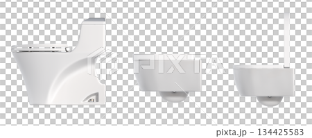 Lavatory pan isolated on a transparent background, bidet, 3D illustration, and CG render 134425583