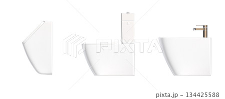 Lavatory pan isolated on a transparent background, bidet, 3D illustration, and CG render 134425588